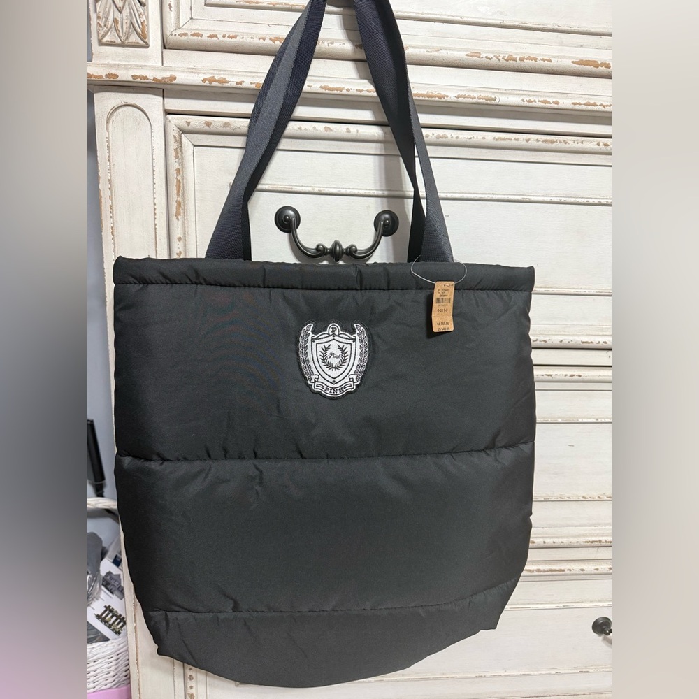 Pink Black Quilted Tote Bag